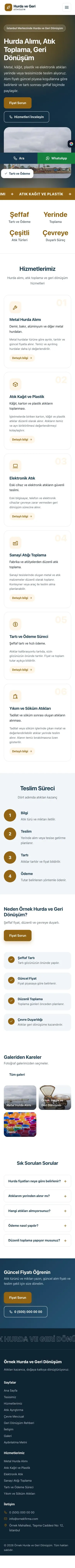 Hareketli Mavi Turuncu – Hurda ve Geri Dönüşüm Web Sitesi mobil görünümü