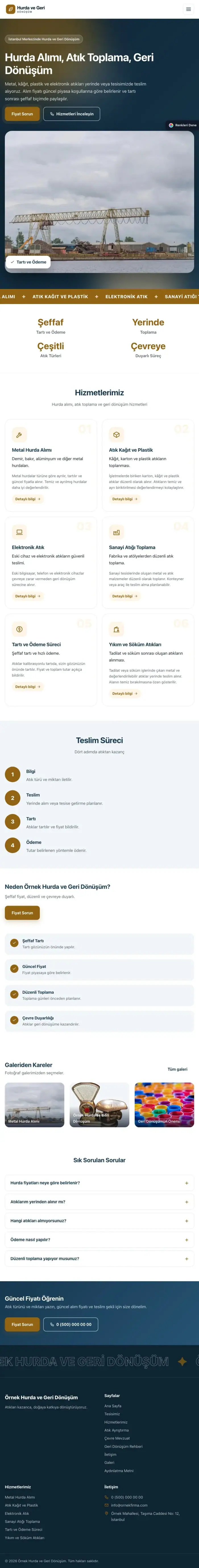 Hareketli Mavi Turuncu – Hurda ve Geri Dönüşüm Web Sitesi tablet görünümü