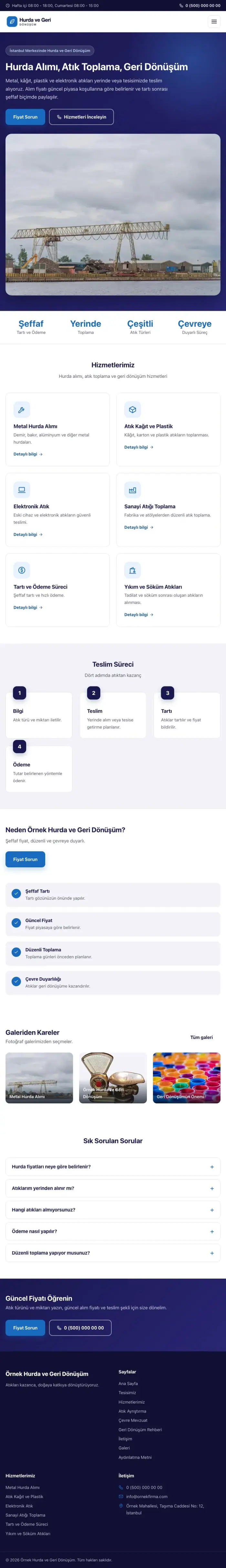 Klasik Lacivert Mavi – Hurda ve Geri Dönüşüm Web Sitesi tablet görünümü