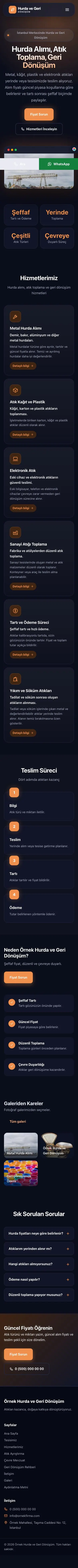 Koyu Modern Lacivert Turuncu – Hurda ve Geri Dönüşüm Web Sitesi mobil görünümü