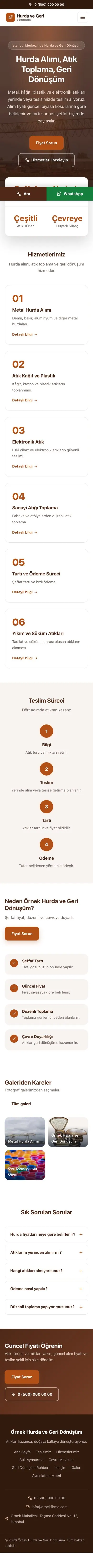 Merkez Kahve Turuncu – Hurda ve Geri Dönüşüm Web Sitesi mobil görünümü