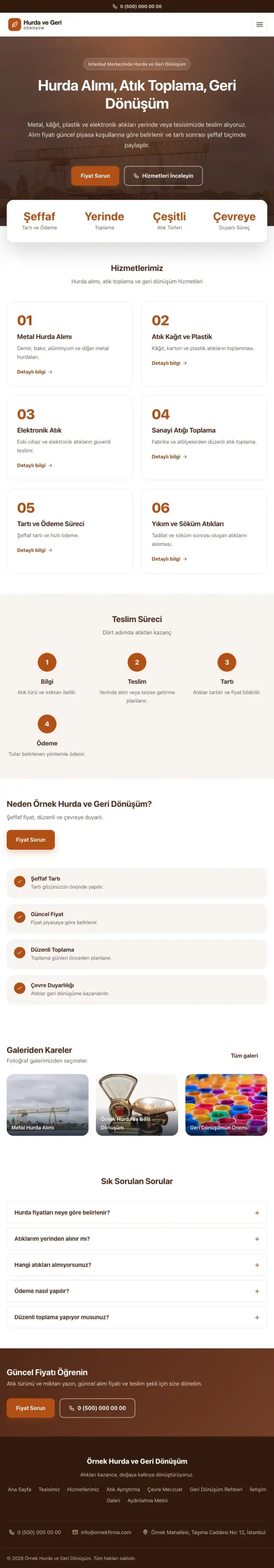 Merkez Kahve Turuncu – Hurda ve Geri Dönüşüm Web Sitesi tablet görünümü
