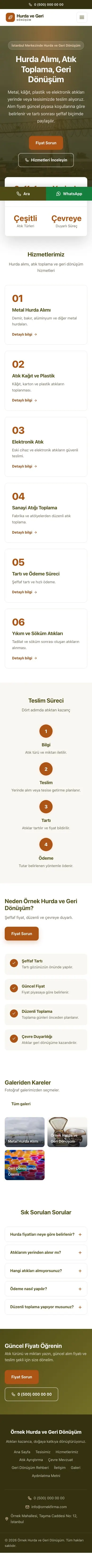 Merkez Zeytin Turuncu – Hurda ve Geri Dönüşüm Web Sitesi mobil görünümü
