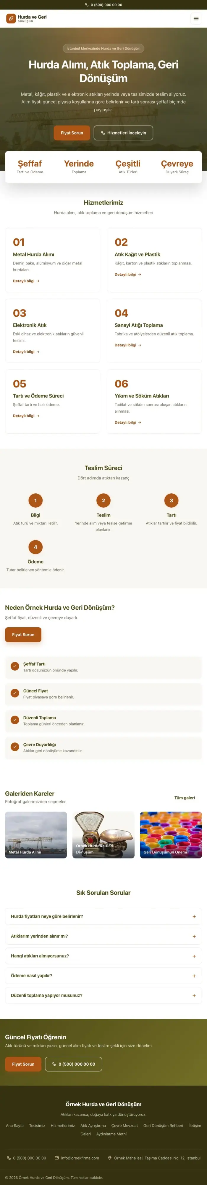 Merkez Zeytin Turuncu – Hurda ve Geri Dönüşüm Web Sitesi tablet görünümü