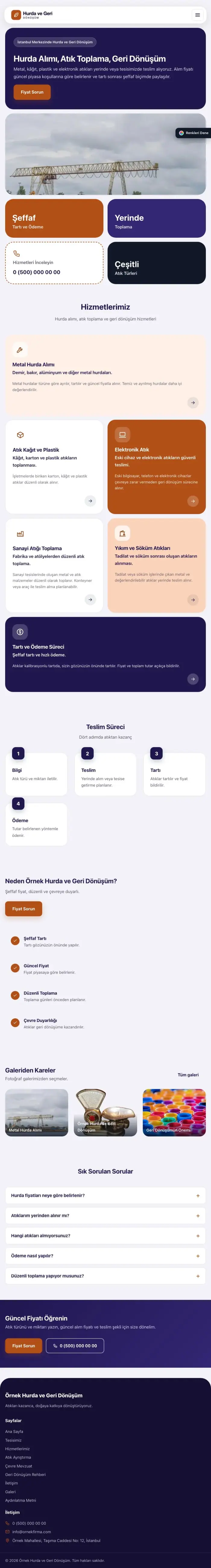 Mozaik Lacivert Turuncu – Hurda ve Geri Dönüşüm Web Sitesi tablet görünümü