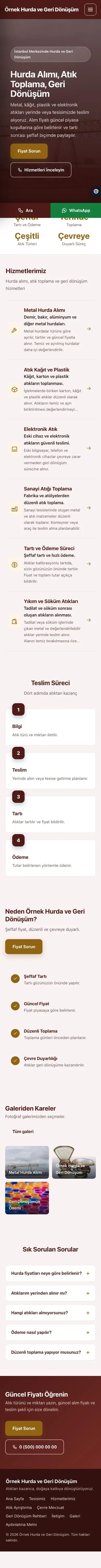 Sol Menü Bordo Turuncu – Hurda ve Geri Dönüşüm Web Sitesi mobil görünümü
