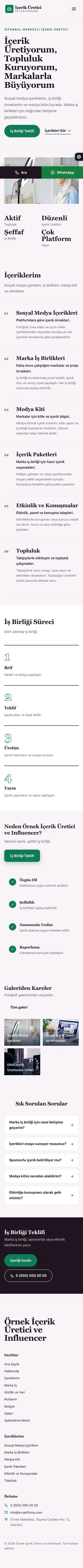 Dergi Editoryal Erik Turkuaz – İçerik Üretici ve Influencer Web Sitesi mobil görünümü