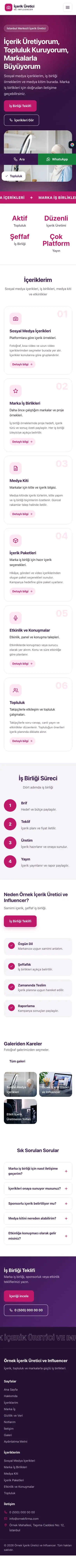 Hareketli Mor Pembe – İçerik Üretici ve Influencer Web Sitesi mobil görünümü