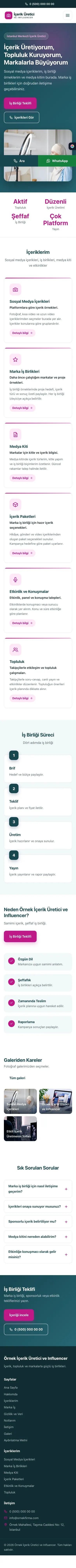 Klasik Petrol Pembe – İçerik Üretici ve Influencer Web Sitesi mobil görünümü