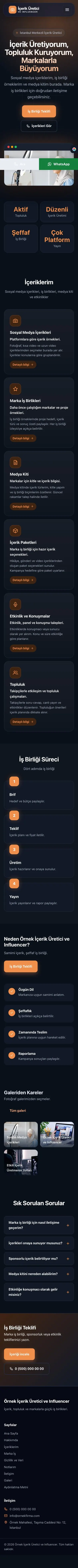 Koyu Modern Mavi Turuncu – İçerik Üretici ve Influencer Web Sitesi mobil görünümü