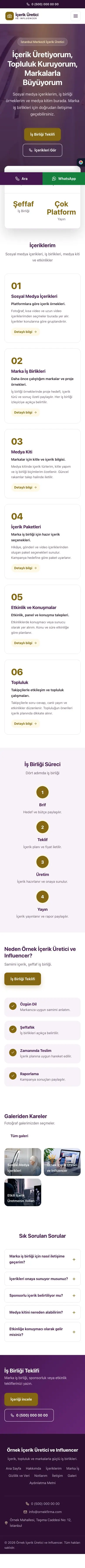Merkez Mor Amber – İçerik Üretici ve Influencer Web Sitesi mobil görünümü