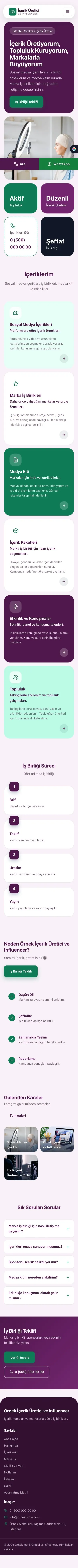 Mozaik Erik Turkuaz – İçerik Üretici ve Influencer Web Sitesi mobil görünümü