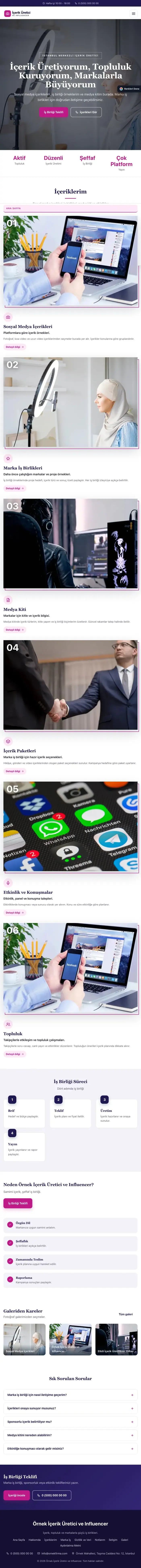 Zigzag Lacivert Pembe – İçerik Üretici ve Influencer Web Sitesi tablet görünümü
