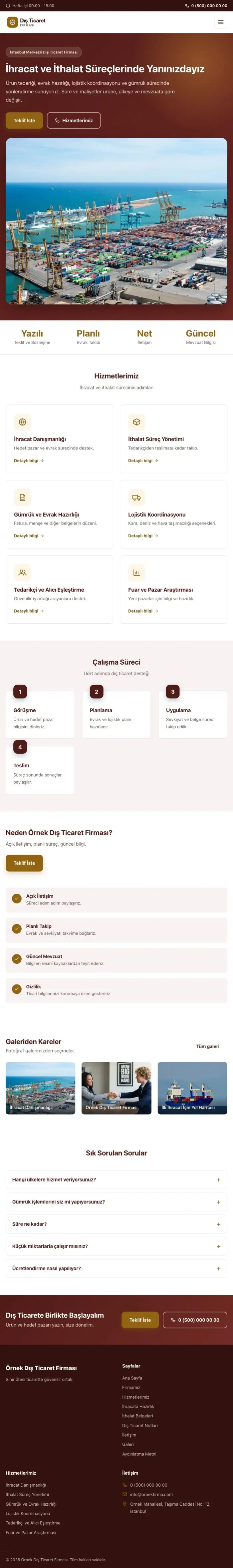 Klasik Bordo Turuncu – İhracat ve İthalat Web Sitesi tablet görünümü