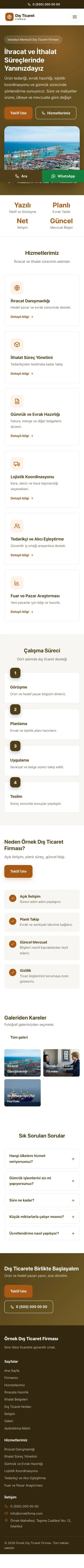 Klasik Kahve Turuncu – İhracat ve İthalat Web Sitesi mobil görünümü