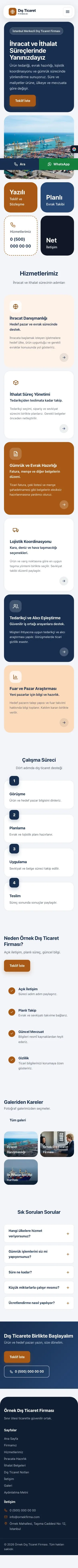 Mozaik Mavi Turuncu – İhracat ve İthalat Web Sitesi mobil görünümü