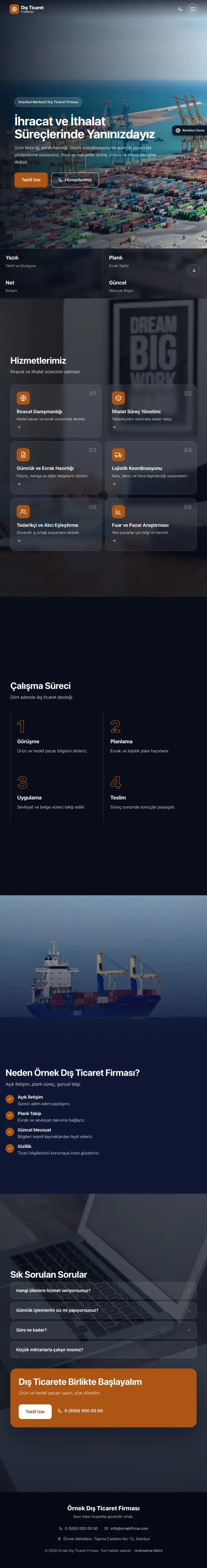Tam Ekran Lacivert Turuncu – İhracat ve İthalat Web Sitesi tablet görünümü