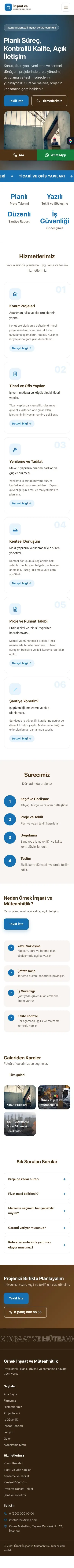Hareketli Kahve Mavi – İnşaat ve Müteahhit Web Sitesi mobil görünümü