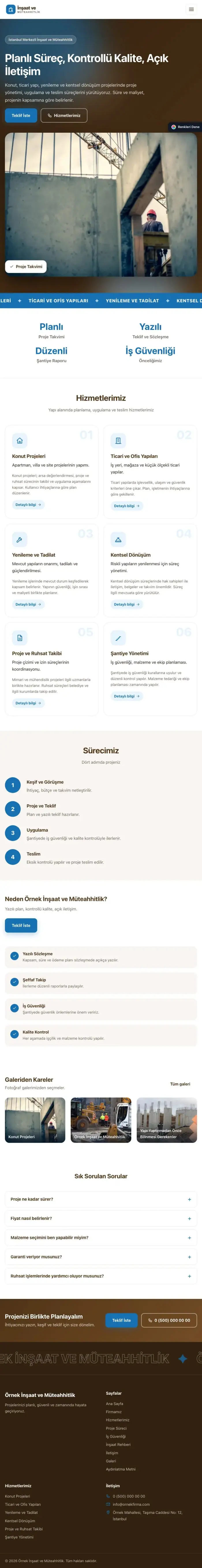 Hareketli Kahve Mavi – İnşaat ve Müteahhit Web Sitesi tablet görünümü