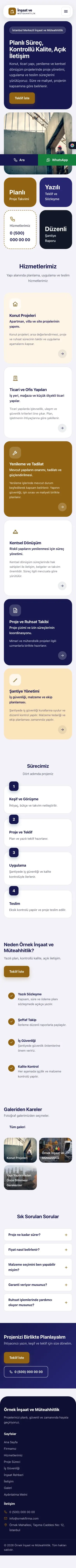 Mozaik Lacivert Turuncu – İnşaat ve Müteahhit Web Sitesi mobil görünümü