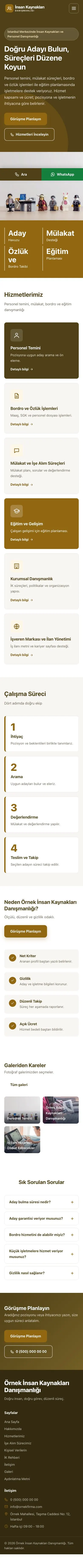 Blok Kahve Amber – İnsan Kaynakları ve Personel Danışmanlığı Web Sitesi mobil görünümü