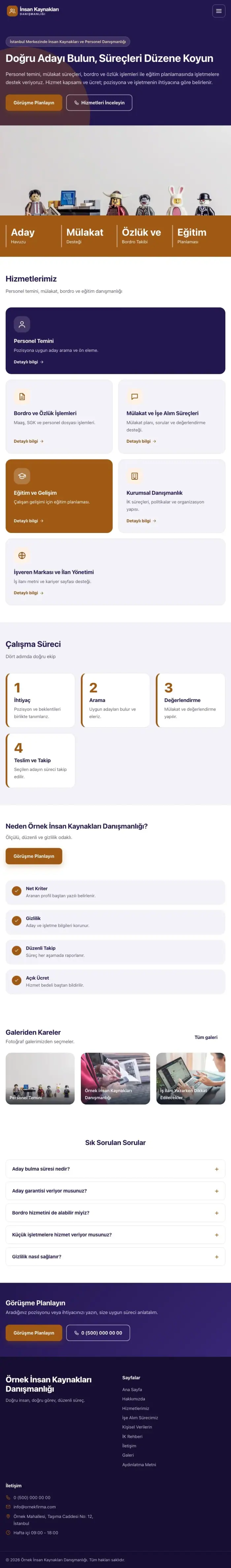 Blok Lacivert Turuncu – İnsan Kaynakları ve Personel Danışmanlığı Web Sitesi tablet görünümü