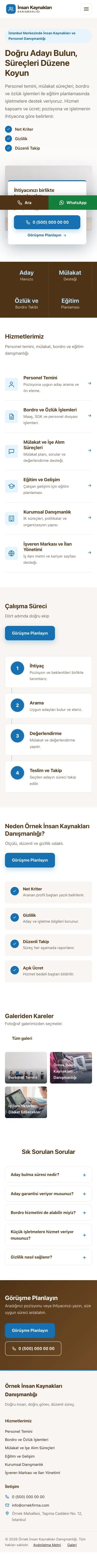 Bölünmüş Kahve Mavi – İnsan Kaynakları ve Personel Danışmanlığı Web Sitesi mobil görünümü