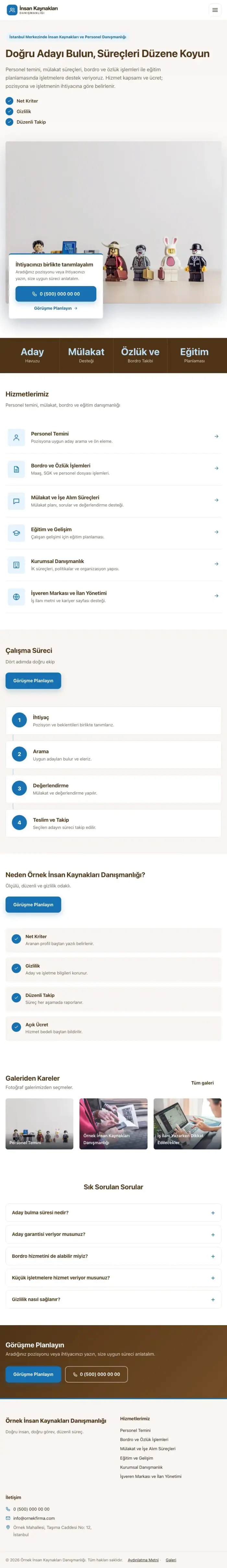 Bölünmüş Kahve Mavi – İnsan Kaynakları ve Personel Danışmanlığı Web Sitesi tablet görünümü