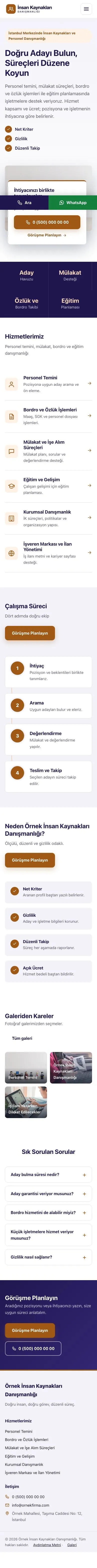 Bölünmüş Lacivert Turuncu – İnsan Kaynakları ve Personel Danışmanlığı Web Sitesi mobil görünümü