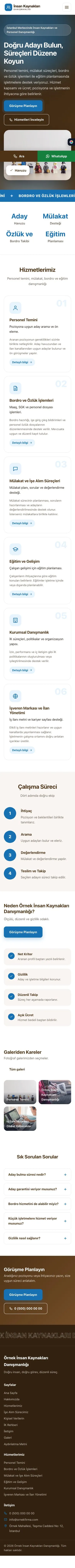 Hareketli Kahve Mavi – İnsan Kaynakları ve Personel Danışmanlığı Web Sitesi mobil görünümü