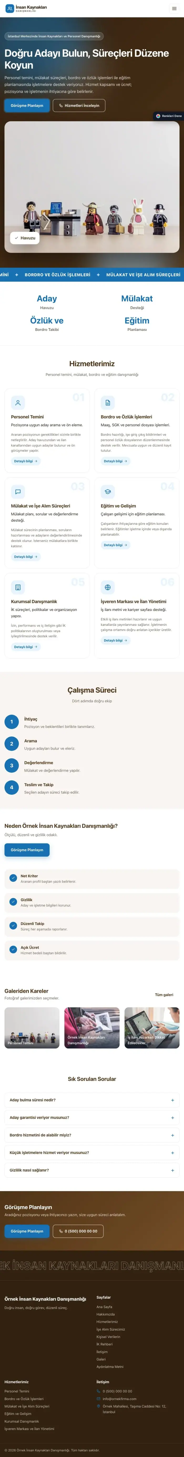 Hareketli Kahve Mavi – İnsan Kaynakları ve Personel Danışmanlığı Web Sitesi tablet görünümü