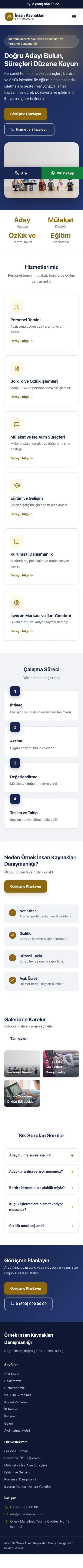 Klasik Lacivert Amber – İnsan Kaynakları ve Personel Danışmanlığı Web Sitesi mobil görünümü