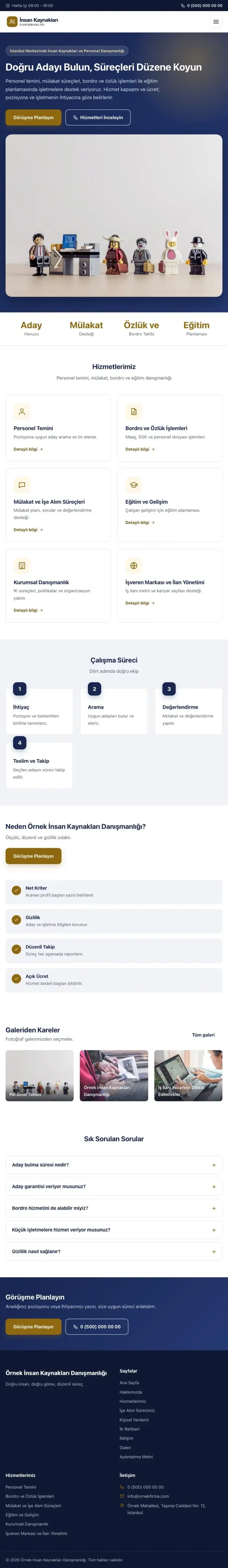 Klasik Lacivert Amber – İnsan Kaynakları ve Personel Danışmanlığı Web Sitesi tablet görünümü