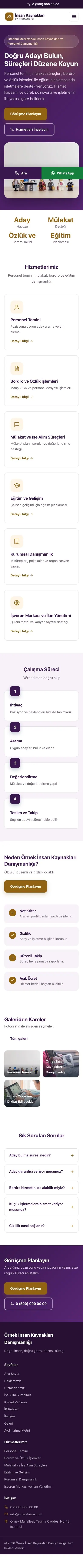 Klasik Mor Turuncu – İnsan Kaynakları ve Personel Danışmanlığı Web Sitesi mobil görünümü