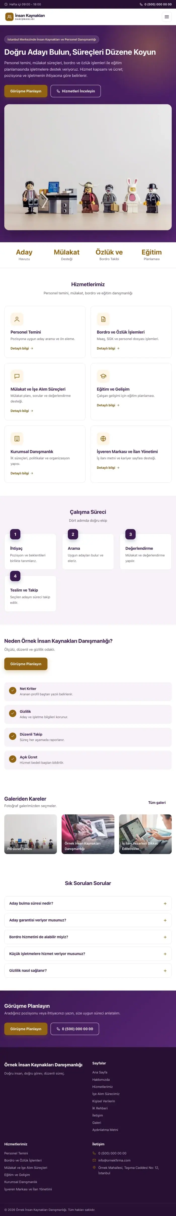 Klasik Mor Turuncu – İnsan Kaynakları ve Personel Danışmanlığı Web Sitesi tablet görünümü