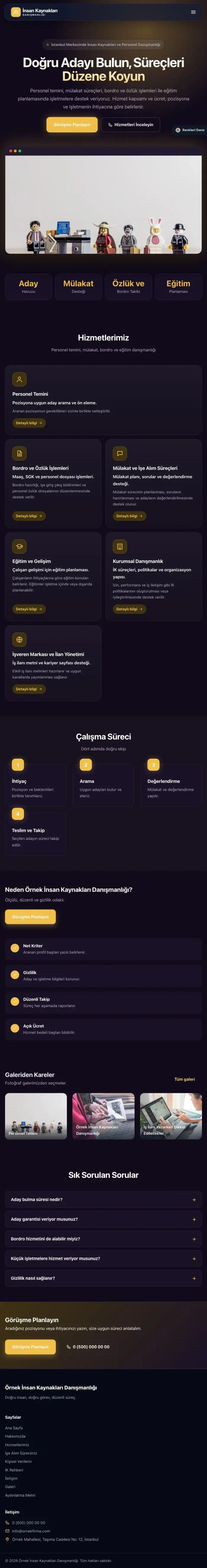 Koyu Modern Mor Amber – İnsan Kaynakları ve Personel Danışmanlığı Web Sitesi tablet görünümü