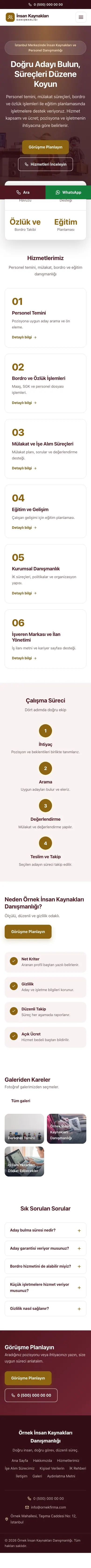 Merkez Bordo Amber – İnsan Kaynakları ve Personel Danışmanlığı Web Sitesi mobil görünümü