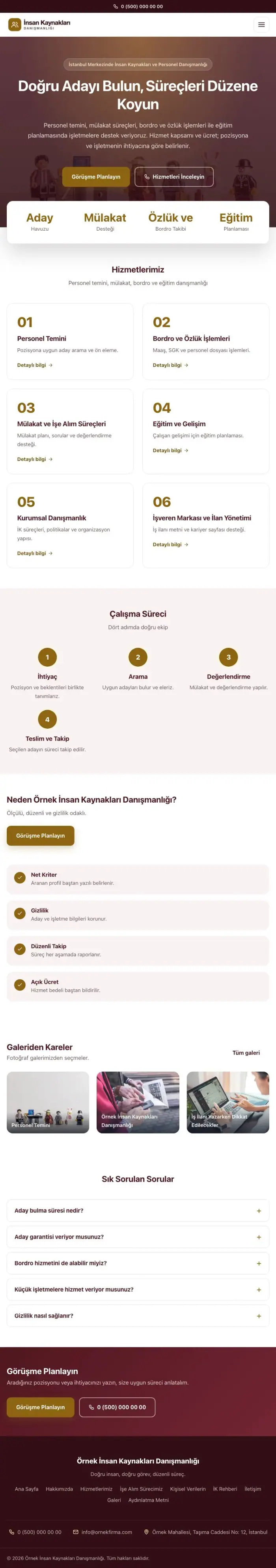 Merkez Bordo Amber – İnsan Kaynakları ve Personel Danışmanlığı Web Sitesi tablet görünümü