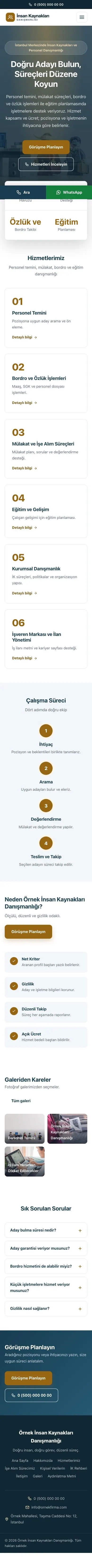 Merkez Mavi Turuncu – İnsan Kaynakları ve Personel Danışmanlığı Web Sitesi mobil görünümü