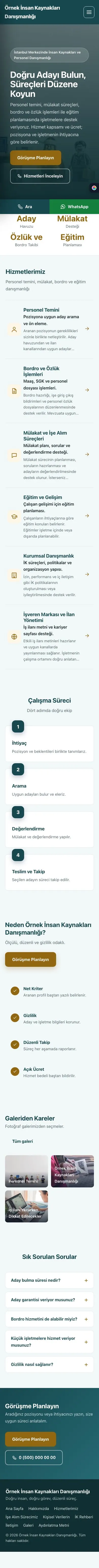 Sol Menü Petrol Amber – İnsan Kaynakları ve Personel Danışmanlığı Web Sitesi mobil görünümü