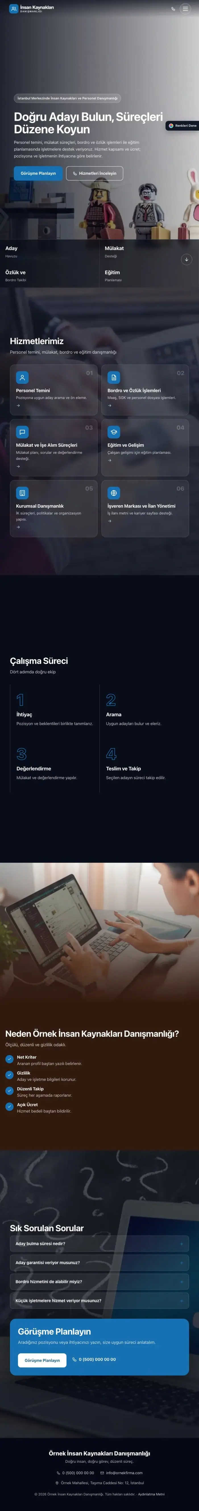 Tam Ekran Kahve Mavi – İnsan Kaynakları ve Personel Danışmanlığı Web Sitesi tablet görünümü