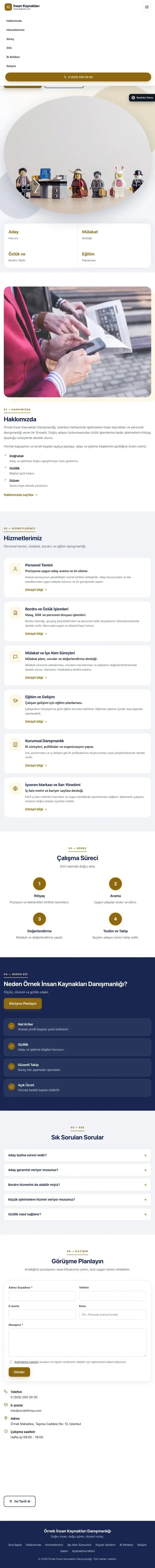Tek Sayfa Lacivert Amber – İnsan Kaynakları ve Personel Danışmanlığı Web Sitesi tablet görünümü