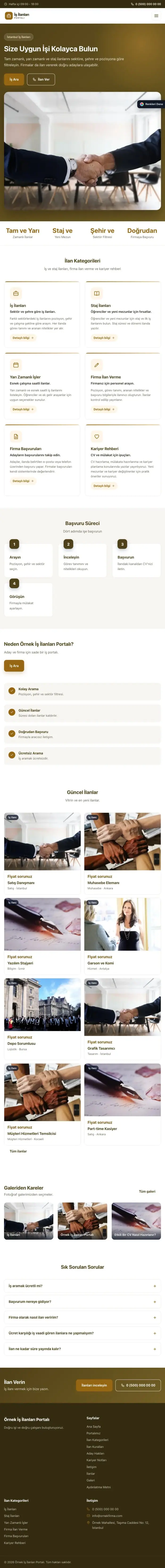 Klasik Kahve Turuncu – İş İlanları ve Kariyer Portalı Web Sitesi tablet görünümü
