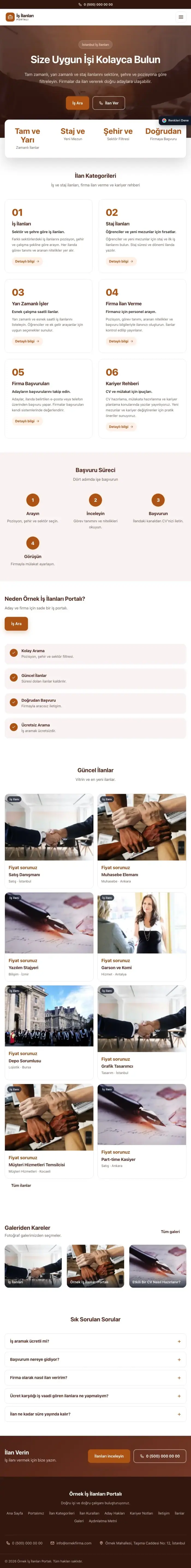 Merkez Bordo Turuncu – İş İlanları ve Kariyer Portalı Web Sitesi tablet görünümü