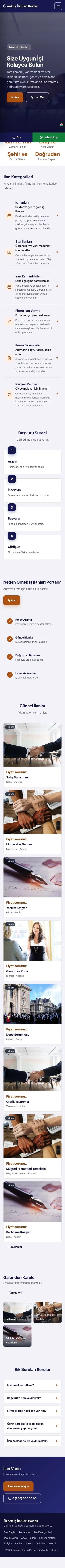 Sol Menü Lacivert Turuncu – İş İlanları ve Kariyer Portalı Web Sitesi mobil görünümü