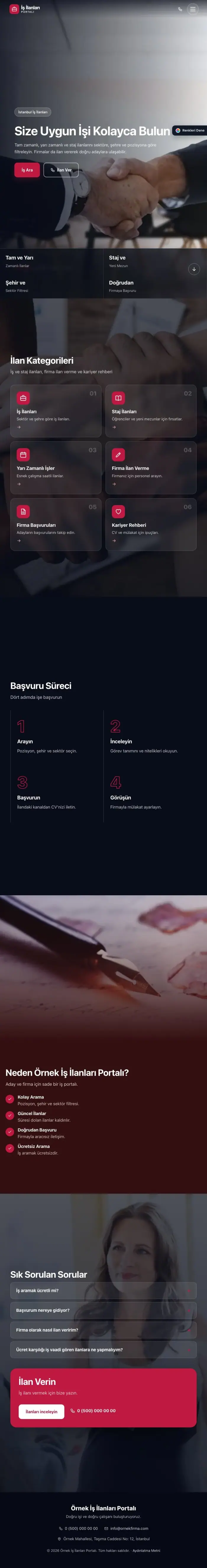 Tam Ekran Bordo Kırmızı – İş İlanları ve Kariyer Portalı Web Sitesi tablet görünümü