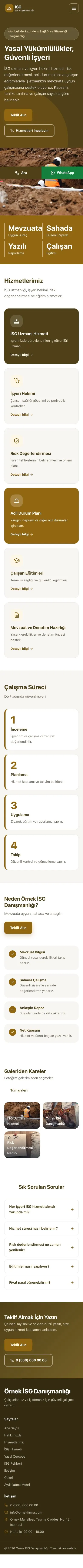 Blok Kahve Amber – İş Sağlığı ve Güvenliği Danışmanlığı Web Sitesi mobil görünümü