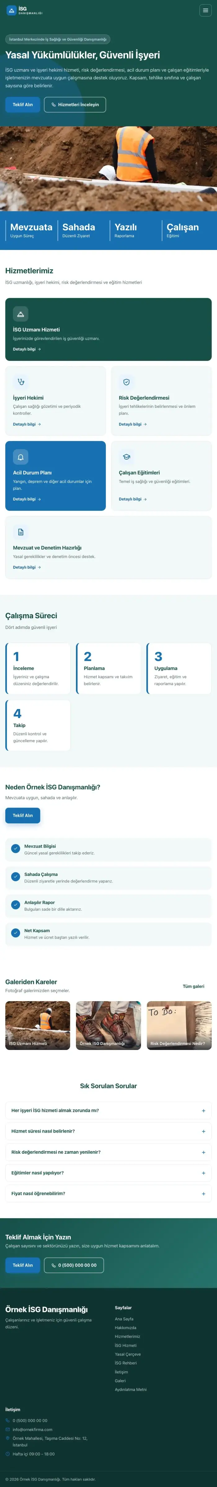 Blok Petrol Mavi – İş Sağlığı ve Güvenliği Danışmanlığı Web Sitesi tablet görünümü