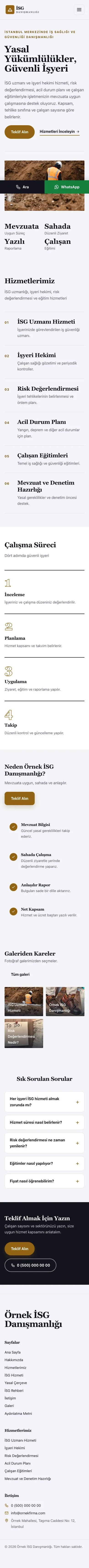 Dergi Editoryal Lacivert Turuncu – İş Sağlığı ve Güvenliği Danışmanlığı Web Sitesi mobil görünümü