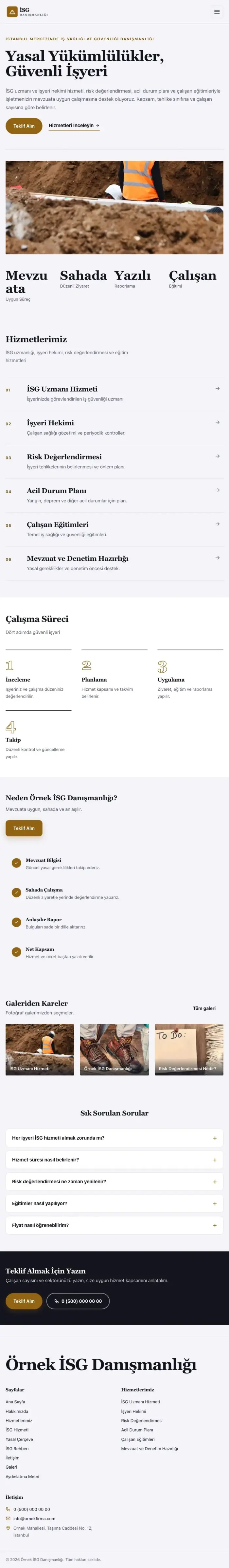 Dergi Editoryal Lacivert Turuncu – İş Sağlığı ve Güvenliği Danışmanlığı Web Sitesi tablet görünümü